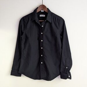 Black Oxford Cotton Button Up Shirt